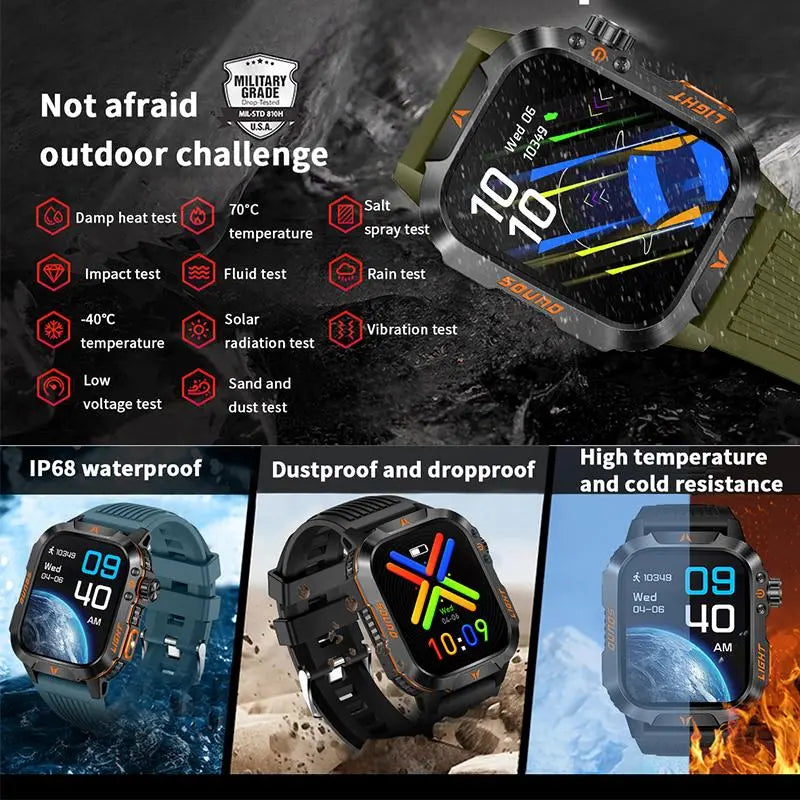 ⌚2.01-Inch Sport Smartwatch with Calls, Activity Modes & Side LED Light🎁