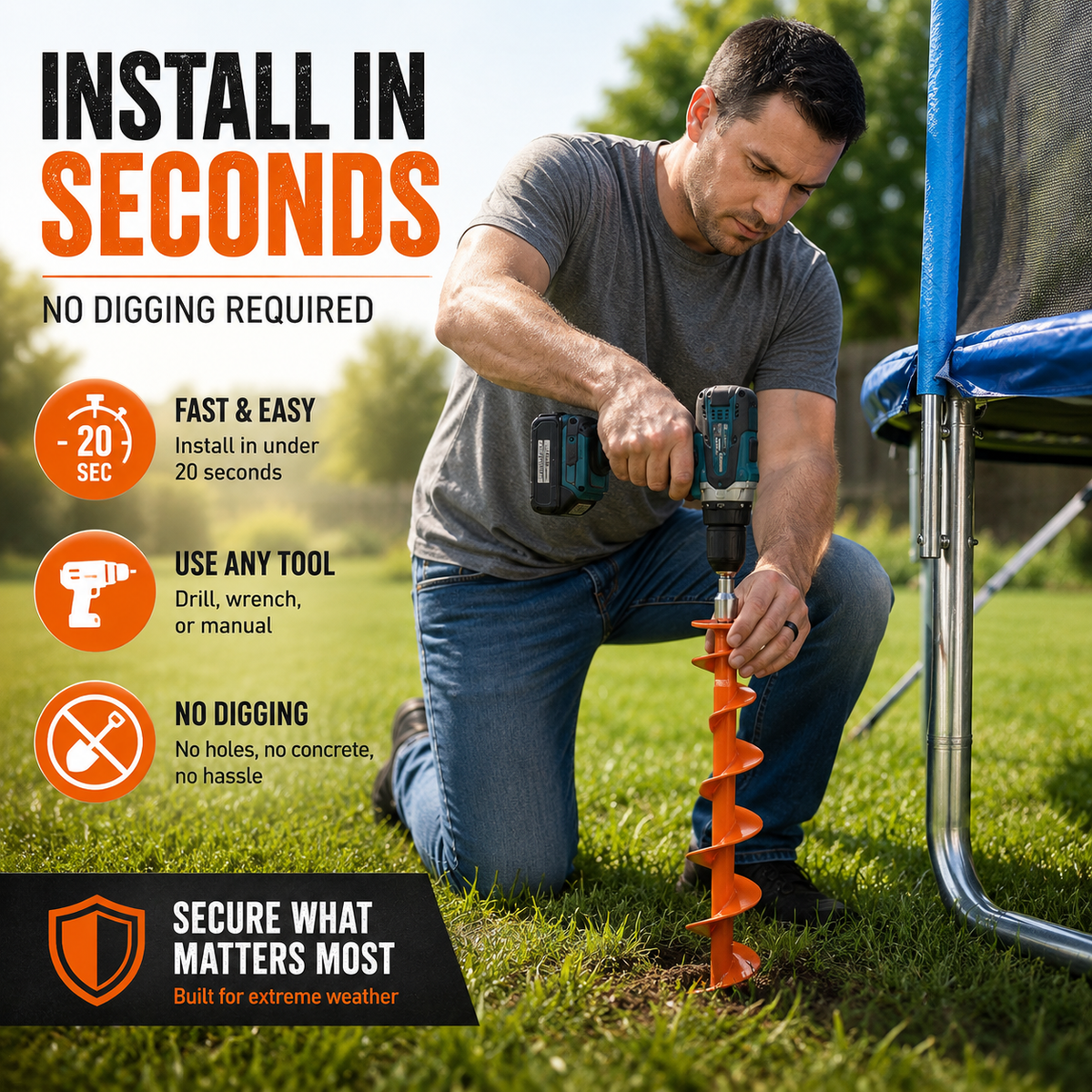 🌀 Heavy-Duty Spiral Ground Anchors – Screw-In Outdoor Tie-Down Stakes for Tents, Trampolines & Canopies