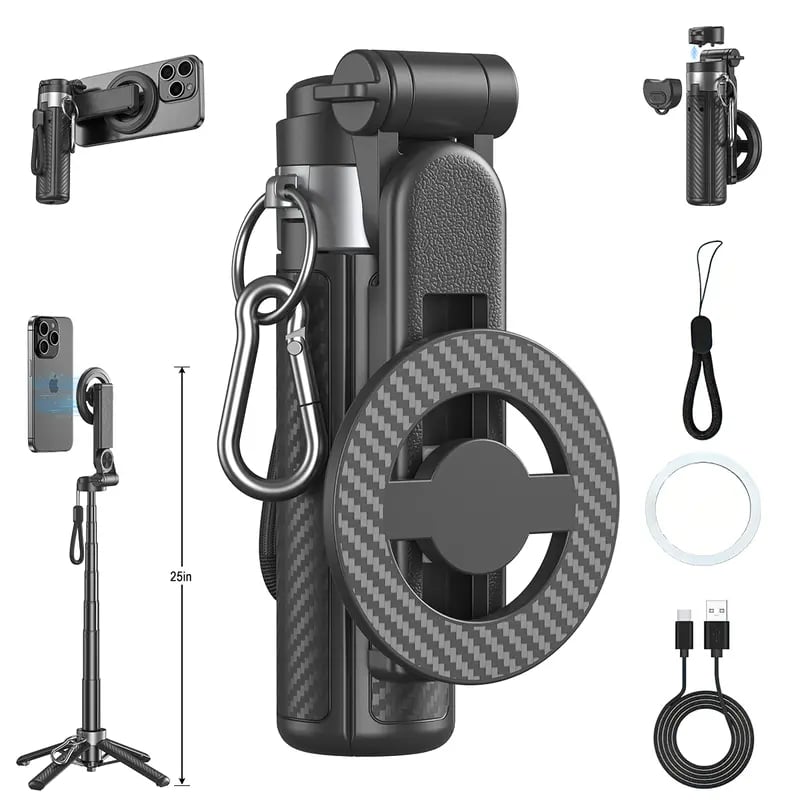 Upgraded Magnetic Selfie Stick with 360° Rotatable Adjustable Magnetic Tripod Stand