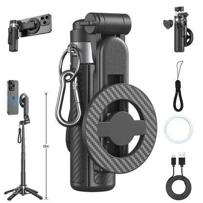 Upgraded Magnetic Selfie Stick with 360° Rotatable Adjustable Magnetic Tripod Stand