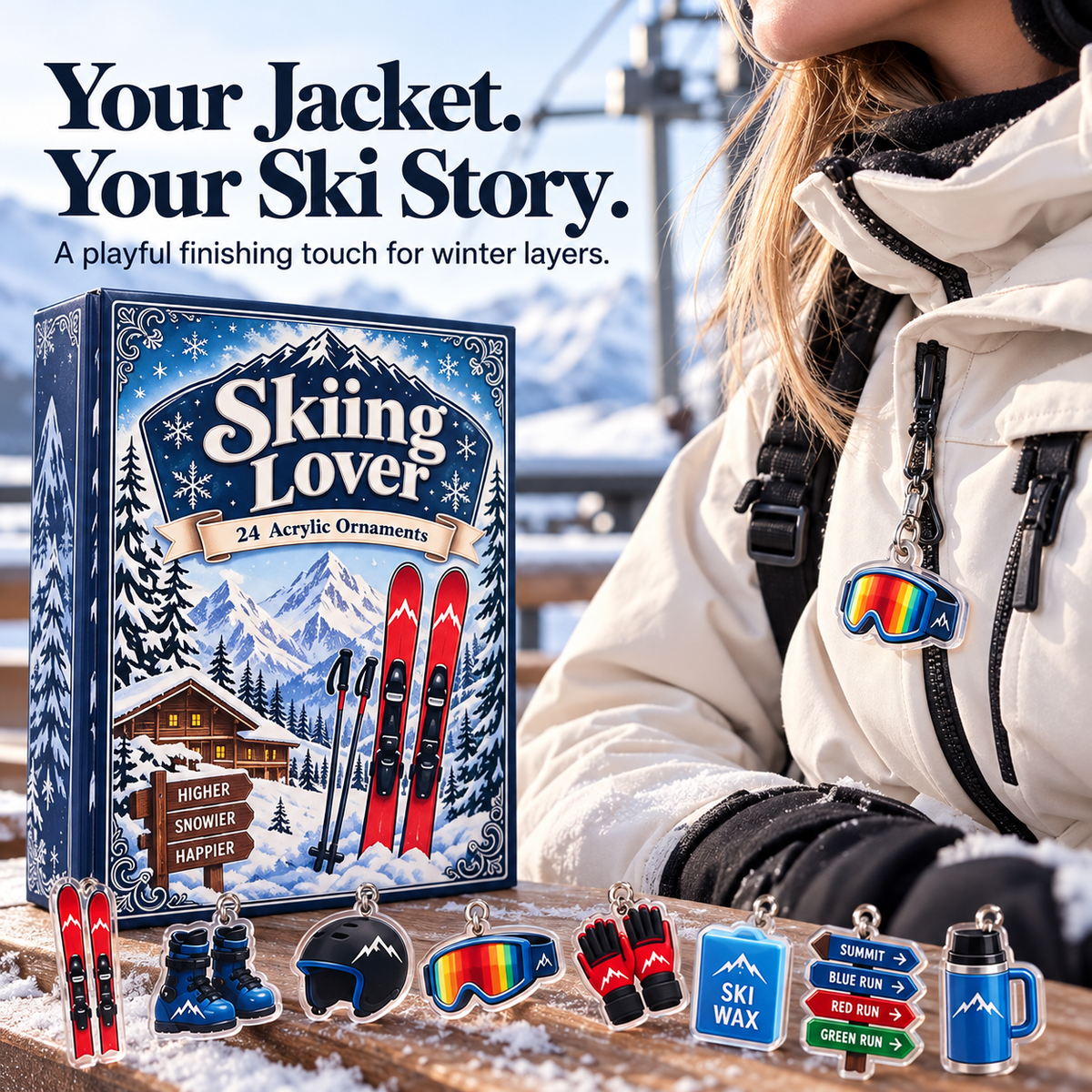 🏂24-Day Ski Ornament Advent Calendar – Christmas Surprises for Ski Lovers 🎄