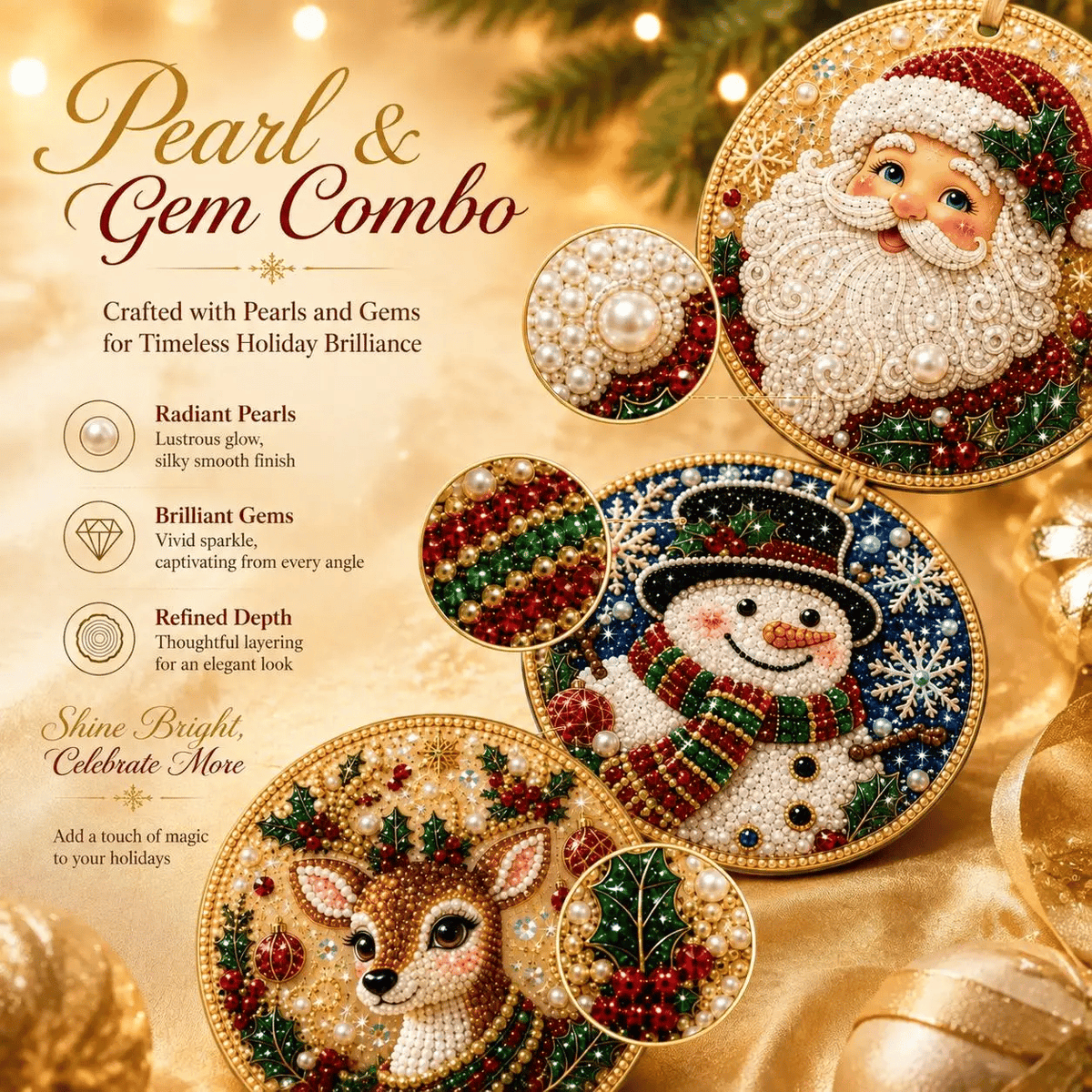 6Pcs/12Pcs Christmas DIY Diamond Painting Ornaments Kit