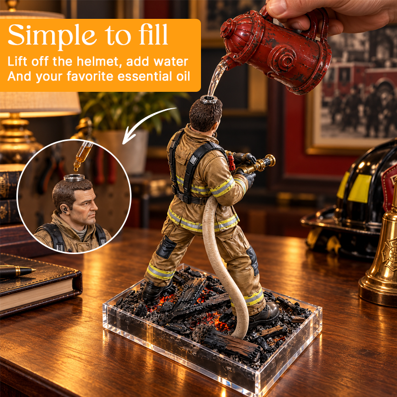 🚒 Firefighter Mist Humidifier – LED Rescue Scene Desk Decor & Gift for Firefighter Fans