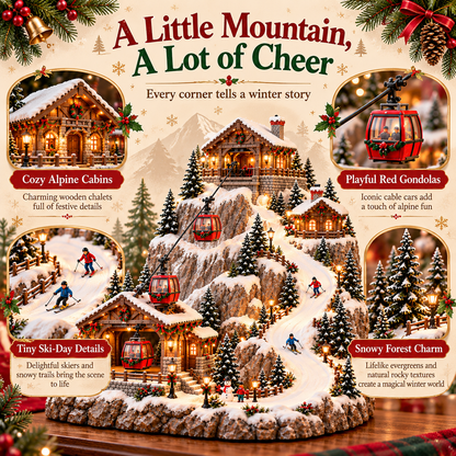 🏔️ Alpine Christmas Ski Village 🎄 Magical Miniature Snowy Mountain with Gondolas & Skiers ✨