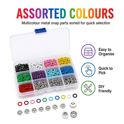 🎨Seamless Stitching Sewing Kit-100Pcs Invisible Colored Metal Buckle & Manual Pressure Pliers 🔧