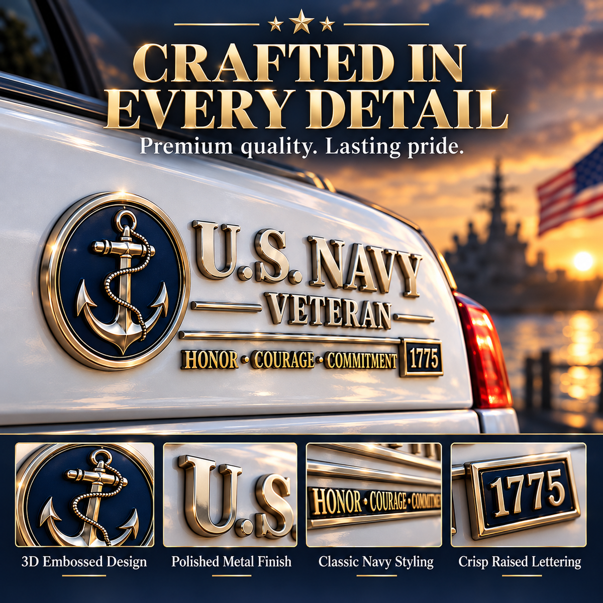 3D Adhesive Badge, No-Drill Military-Inspired Car & Truck Decoration