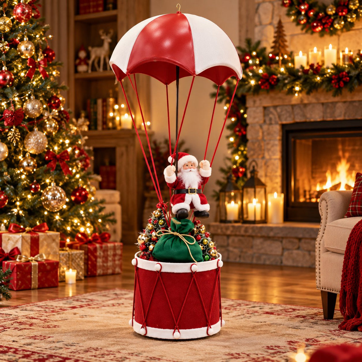 Musical Light-Up Floating Santa Decor ✨Easy Storage & Cordless Glow🎄