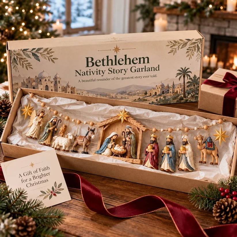 ✝️ The Night Hope Was Born – Bethlehem Nativity Christmas Garland