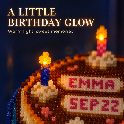 🎂Pixel Bead Birthday Cake – A Handmade Keepsake with Your Name & Date