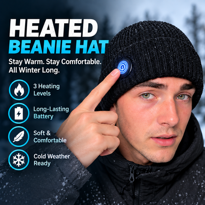🔥ThermoBeanie™ Rechargeable Heated Beanie – 3 Heat Settings, 5000mAh Battery & USB-C Charging