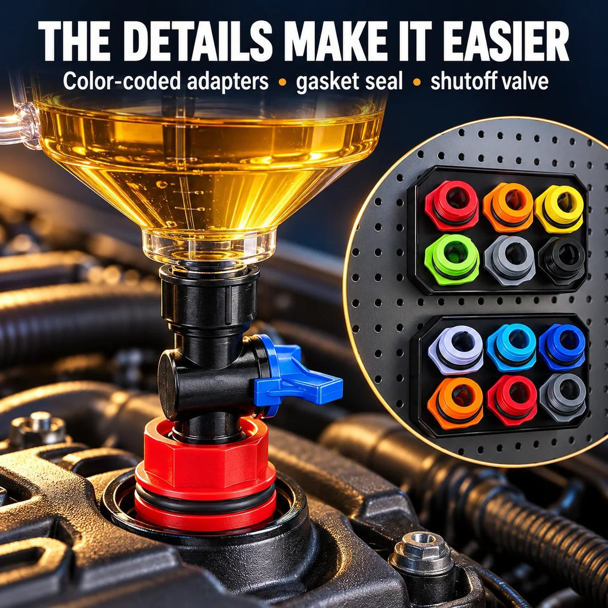 🔥HOT SALE🔥🔧 18-Piece Engine Oil Funnel Kit – Cleaner, Controlled Oil Changes