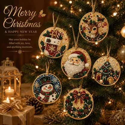 6Pcs/12Pcs Christmas DIY Diamond Painting Ornaments Kit