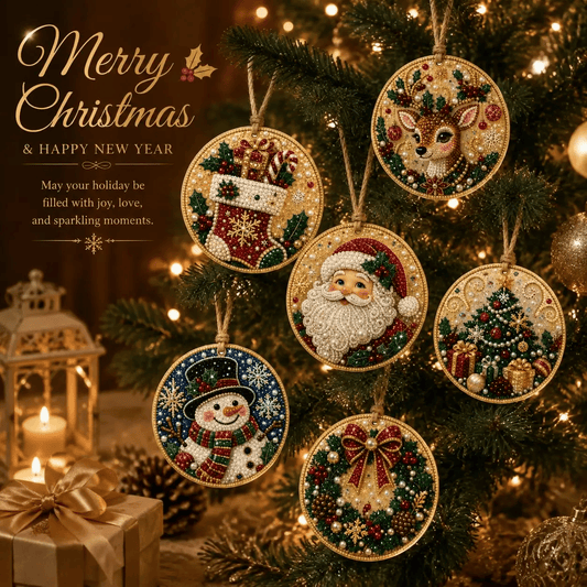 6Pcs/12Pcs Christmas DIY Diamond Painting Ornaments Kit