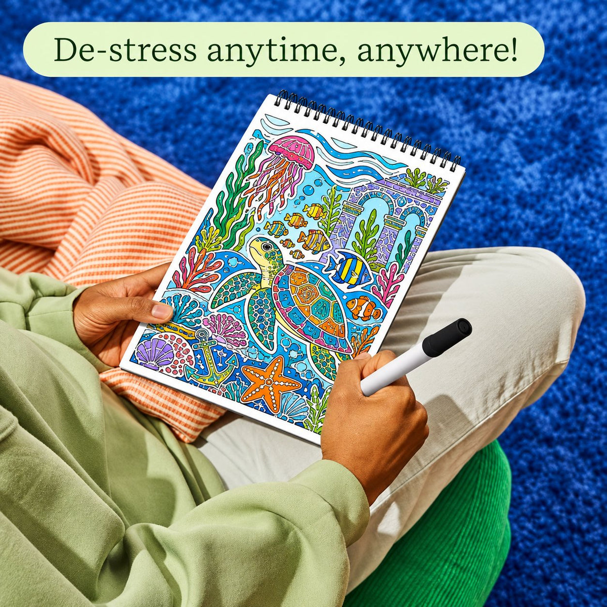 🥳2026 HOT SALE 🌿Trace-By-Groove Guided Flow Art Coloring Pad with Double-Sided Markers 🎨