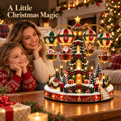 Christmas Sky Ride – Rotating Hot Air Balloon Christmas Village with Lights & Music 🎅🎄