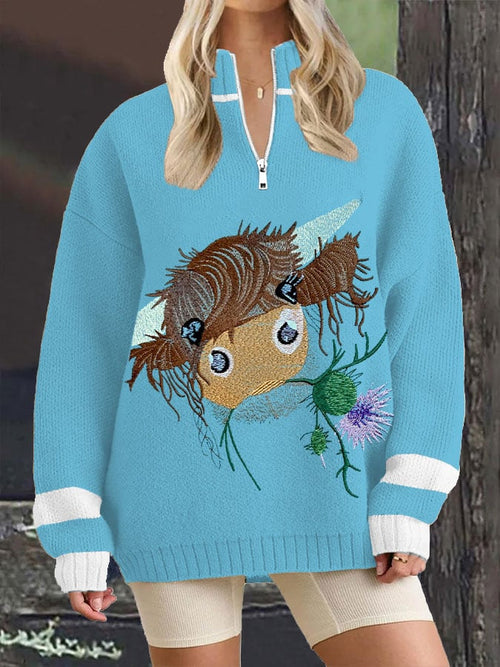 Women's Thistle Scottish cow sweatshirt
