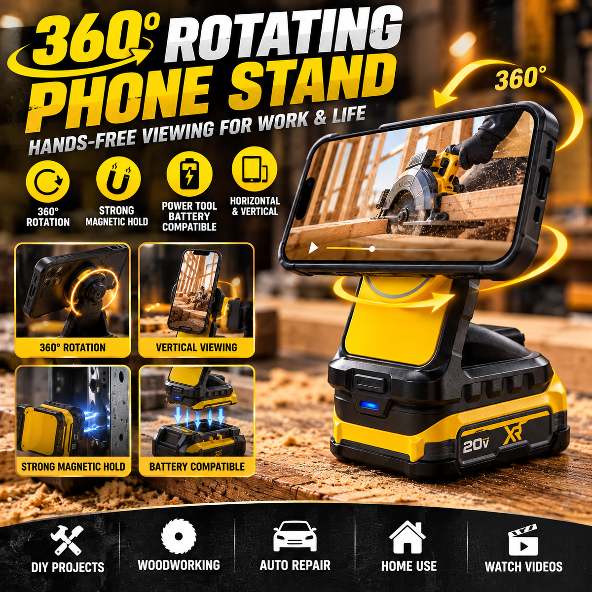 DEWALT 2-in-1 Magnetic Wireless Charger for Phone & Apple Watch