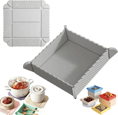 🔥2 in 1 Foldable Magnetic Silicone Trivet & Serving Tray