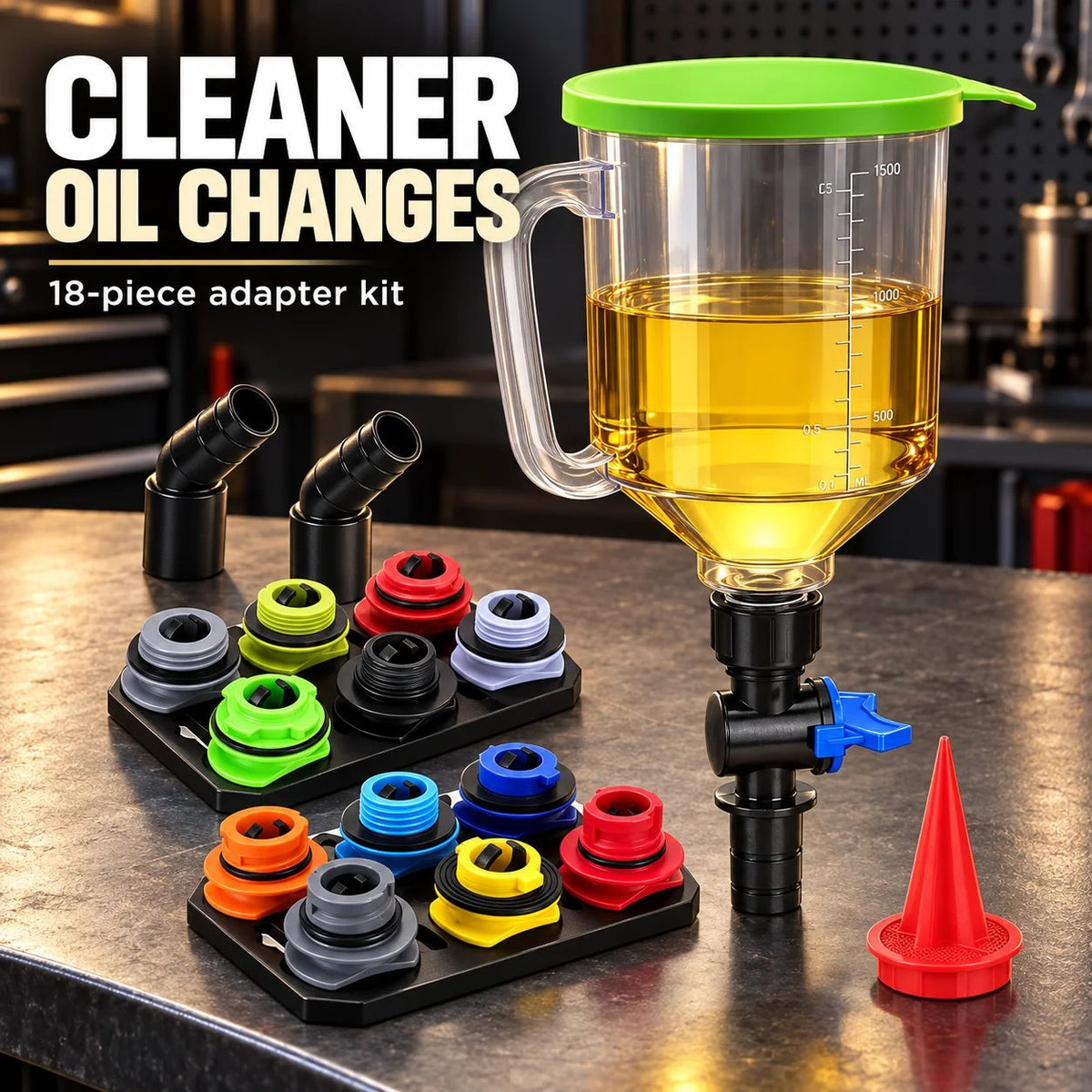 🔥HOT SALE🔥🔧 18-Piece Engine Oil Funnel Kit – Cleaner, Controlled Oil Changes