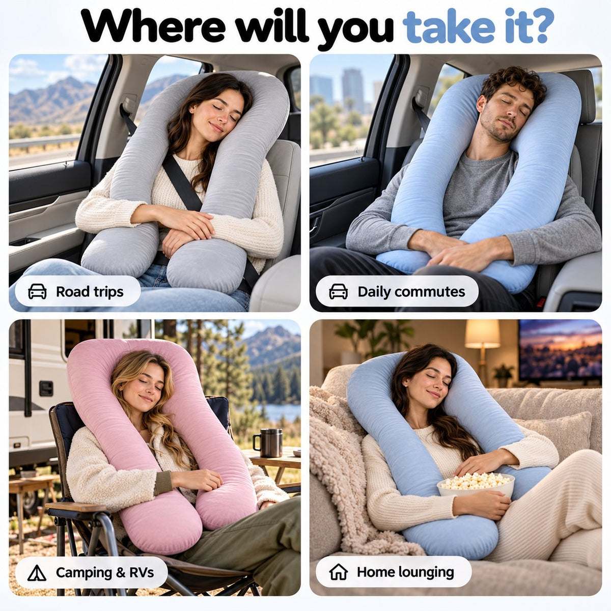 U-Shape Full Body Car Pillow 🚗💤