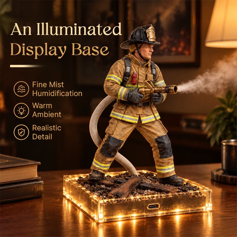 🚒 Firefighter Mist Humidifier – LED Rescue Scene Desk Decor & Gift for Firefighter Fans