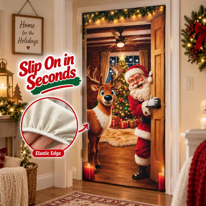 🎄 Christmas Door Makeover Cover Transform Your Front Door Into A Magical Holiday Entrance In Seconds