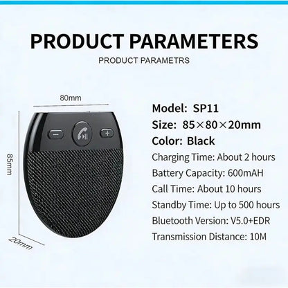 🚗 Bluetooth 5.0 Car Speakerphone – Hands-Free Calls & Music, Easy Clip-On 🔊