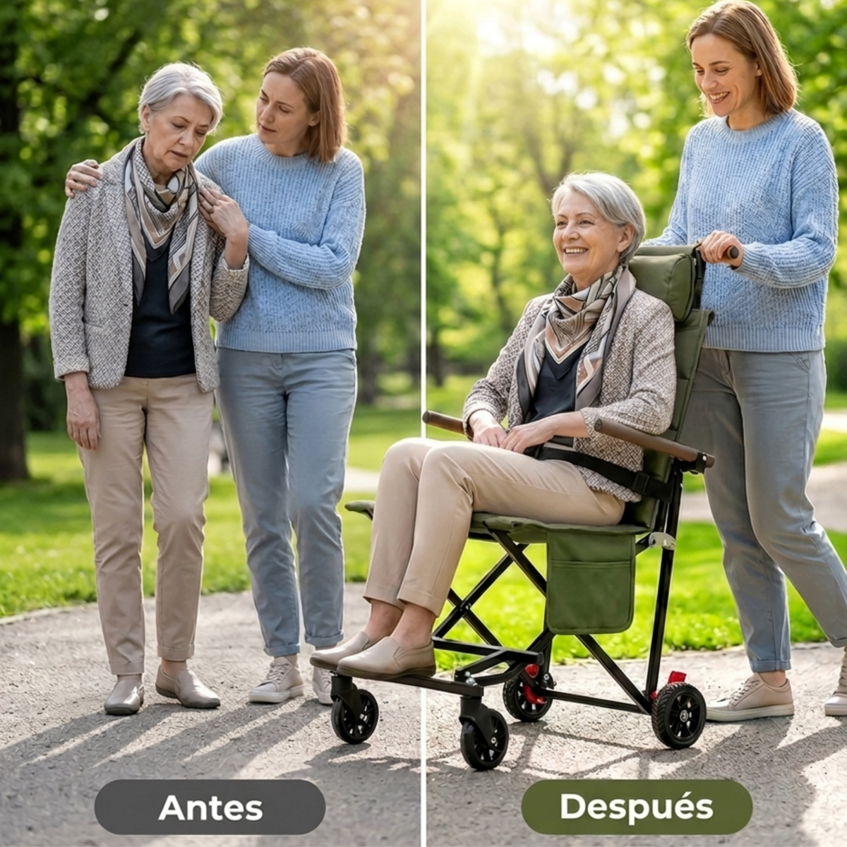🪑 Lightweight Folding Travel Chair with Wheels – Portable Rolling Seat for Family Outings