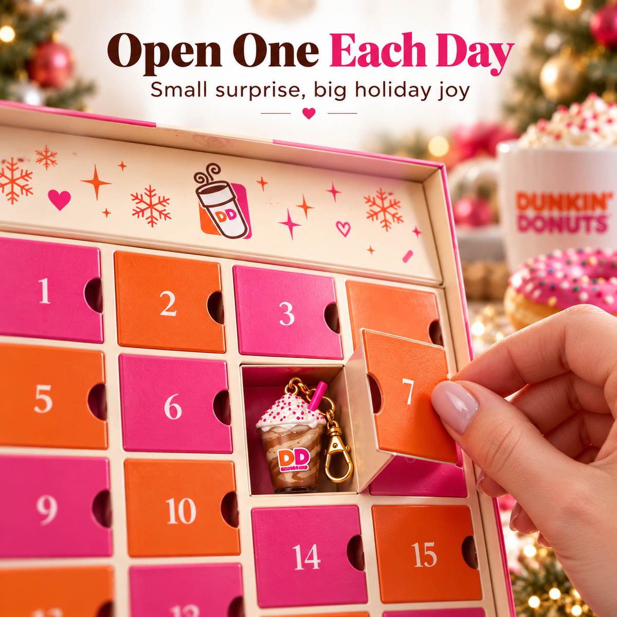 Dunkin’ Donuts Advent Calendar 24-Day Christmas Countdown Gift for Dunkin’ Lovers & Donut Fans