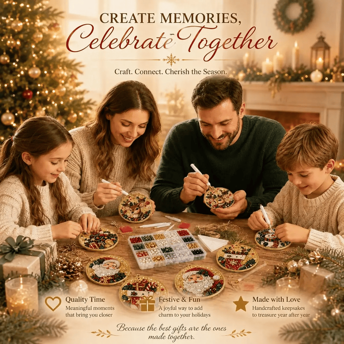 6Pcs/12Pcs Christmas DIY Diamond Painting Ornaments Kit