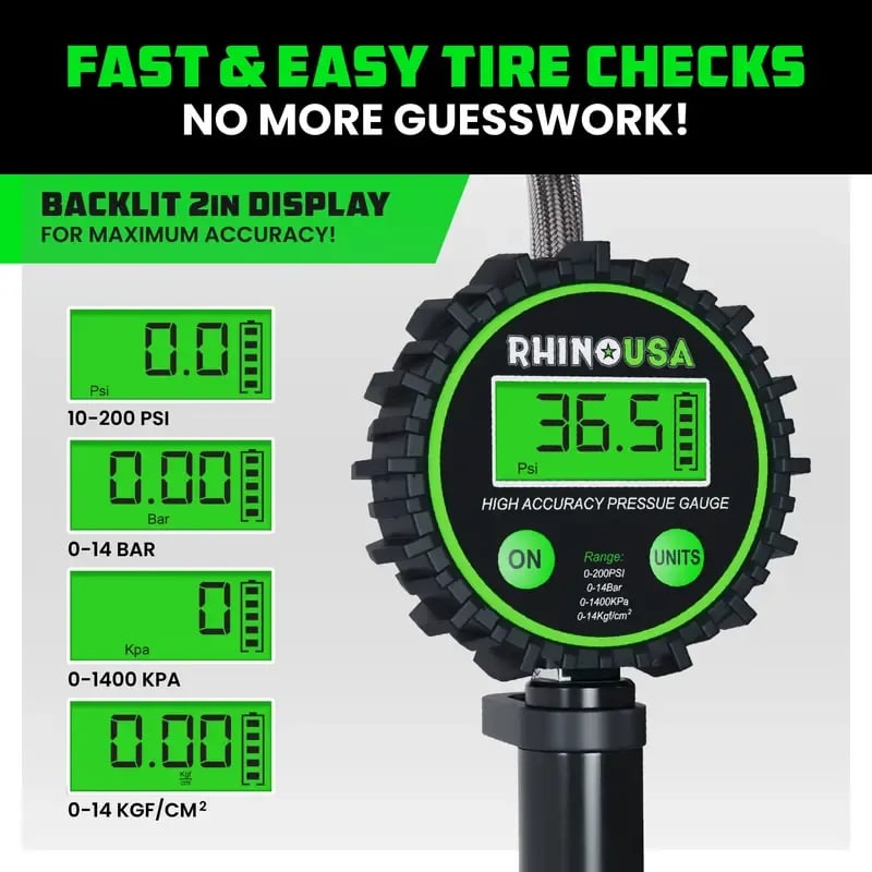 ✨ Digital Tire Pressure Gauge with Inflator 🚗 3-in-1 Precision for Your Garage⏰