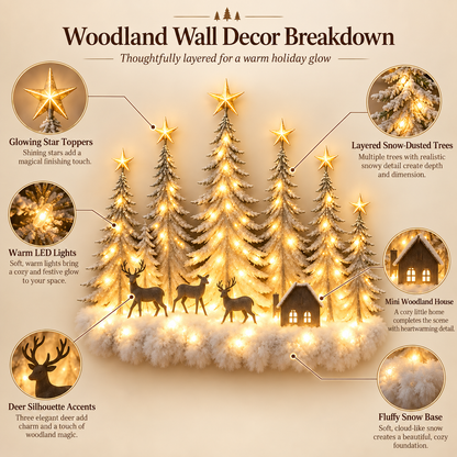 🎄Lighted Christmas Woodland Forest Wall Decor – Warm LED Holiday Scene