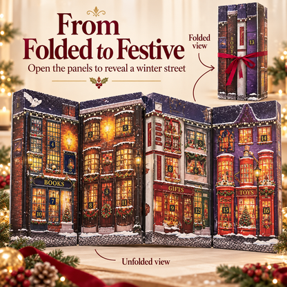 🎄 Christmas Book-Style Advent Calendar – Fold-Out Winter Village, Daily Holiday Surprises & Festive Shelf Décor 🎁✨