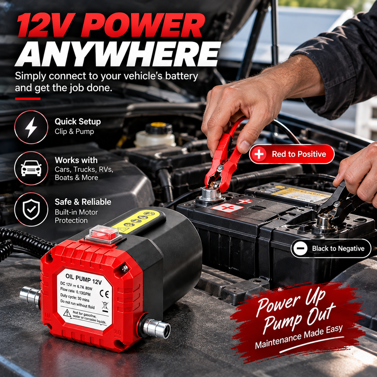 🔧 12V 80W Electric Oil Extractor Pump – Fast, Cleaner Oil Changes