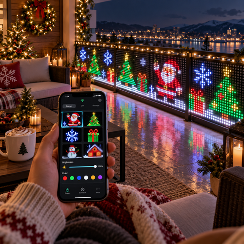 🎄 Turn Your Balcony Into a Christmas Show – Smart Animated Pixel Curtain Lights🎅
