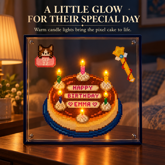 🎂Pixel Bead Birthday Cake – A Handmade Keepsake with Your Name & Date