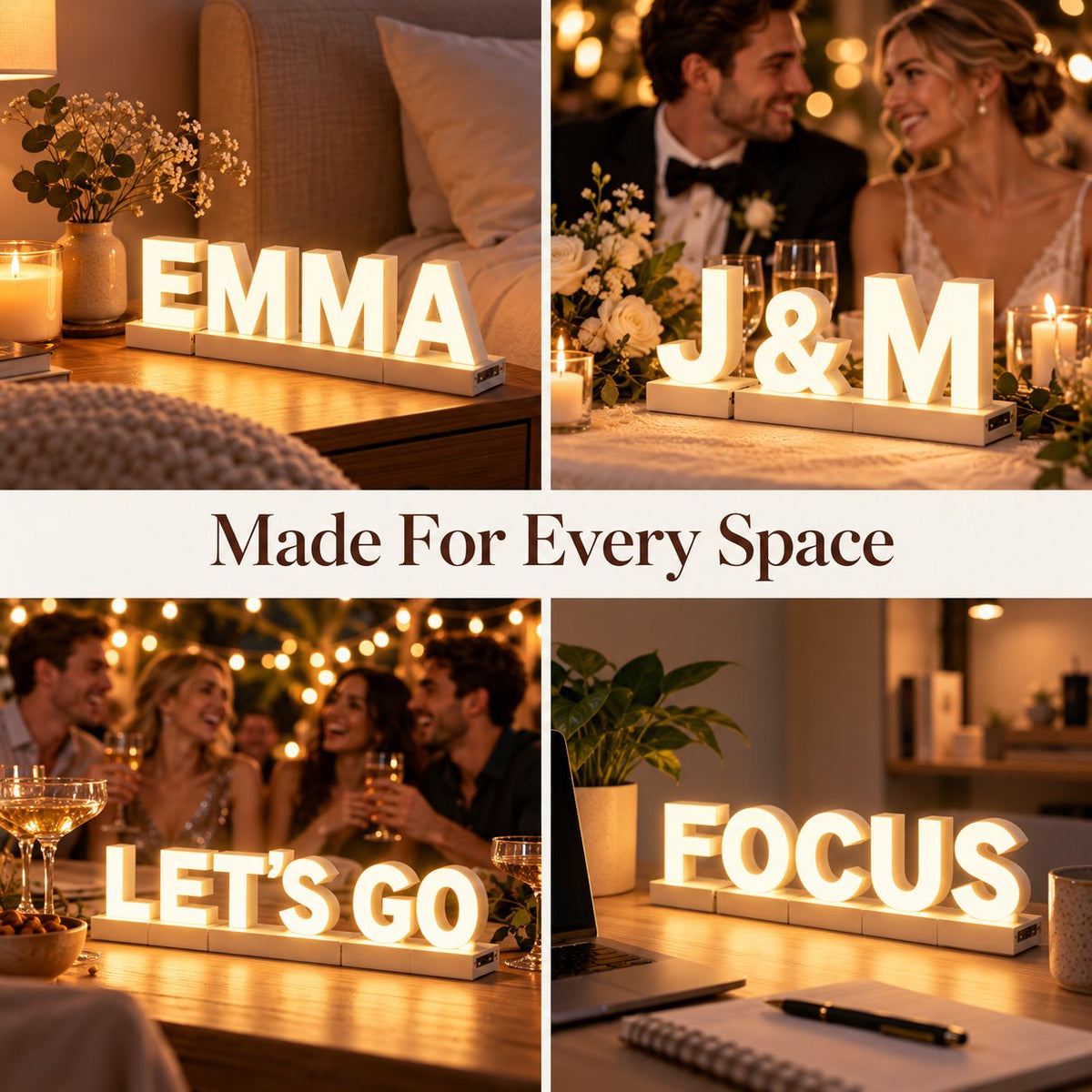 Reconfigurable Magnetic LED Letter Light | For desk & event decor✨🎁
