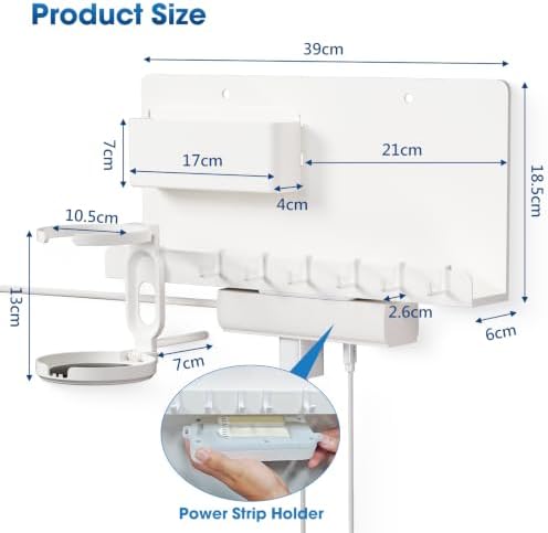 No Drill Extra Wide Floating Wall Shelf, Bedside Organizer for Tablet Phone