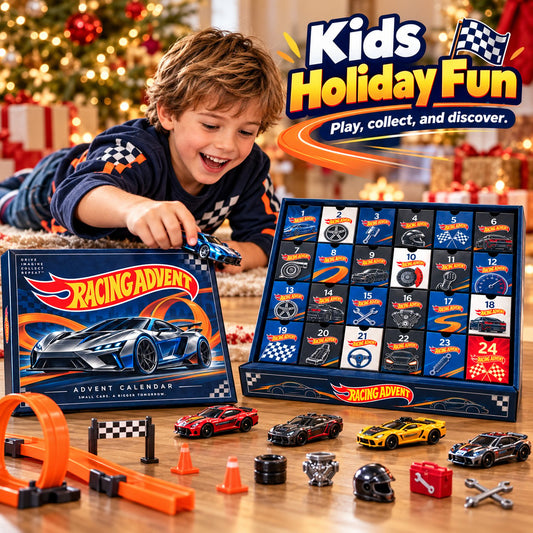 Die-Cast Racing Car Advent Calendar | 24 Day Garage Themed Holiday Countdown Box