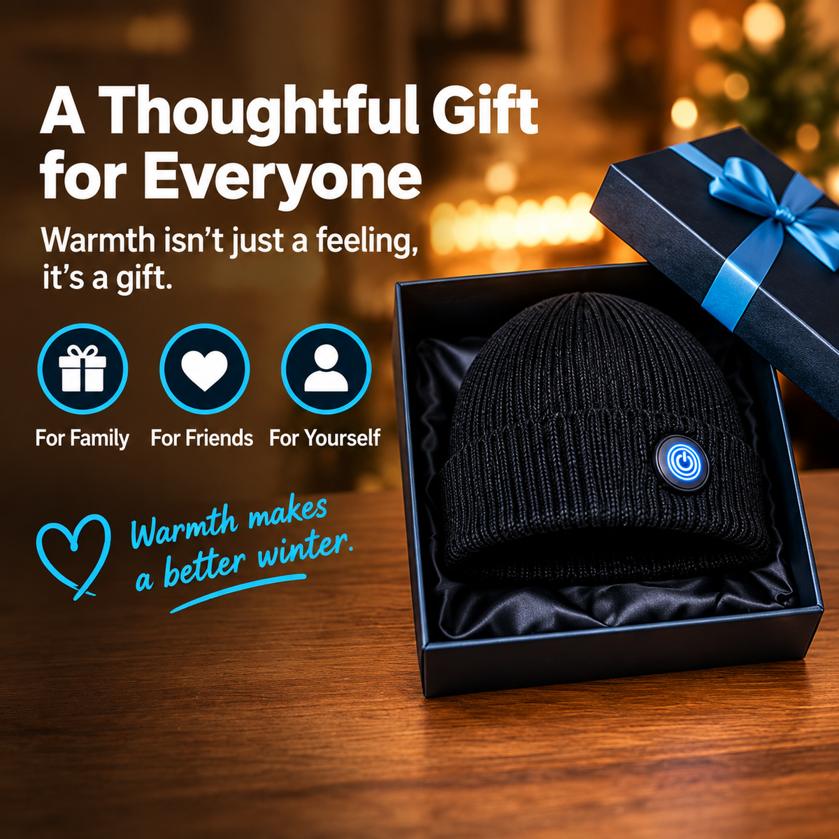 🔥ThermoBeanie™ Rechargeable Heated Beanie – 3 Heat Settings, 5000mAh Battery & USB-C Charging