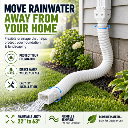 🏡 Flexible Rain Gutter Downspout Extension Kit  – Adjustable 22'-63' Drain Pipe with Leaf Filter for Foundation Protection