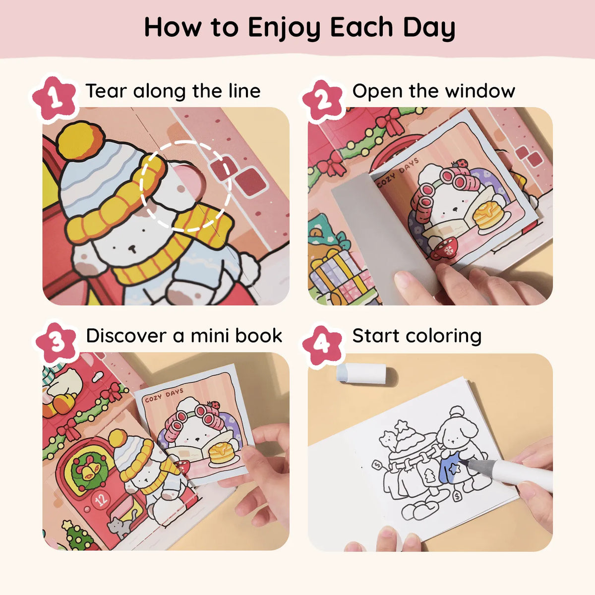 🎁🎨 24-Day Christmas Countdown Mystery Box mini Coloring Book Set