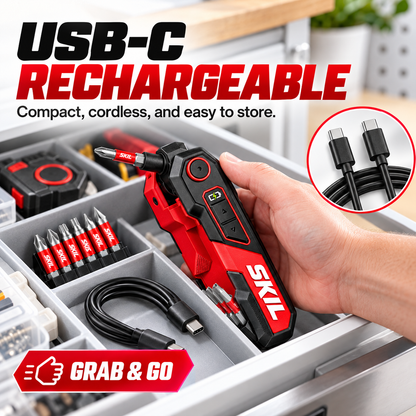🔧Rechargeable Powered Folding Hex Key – 3-Angle Electric Driver with 11-Piece Bit Set