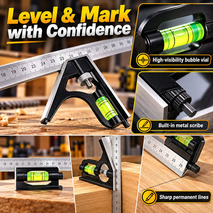 📐7-in-1 Heavy-Duty Combination Square & Precision Marking Gauge