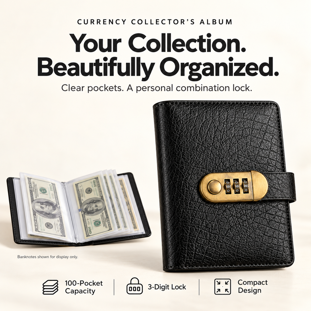 🔒100 Transparent Pocket Currency Collectors Album