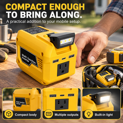 250W Portable Power Inverter – Turn 18V–21V Tool Batteries Into 220V AC Power