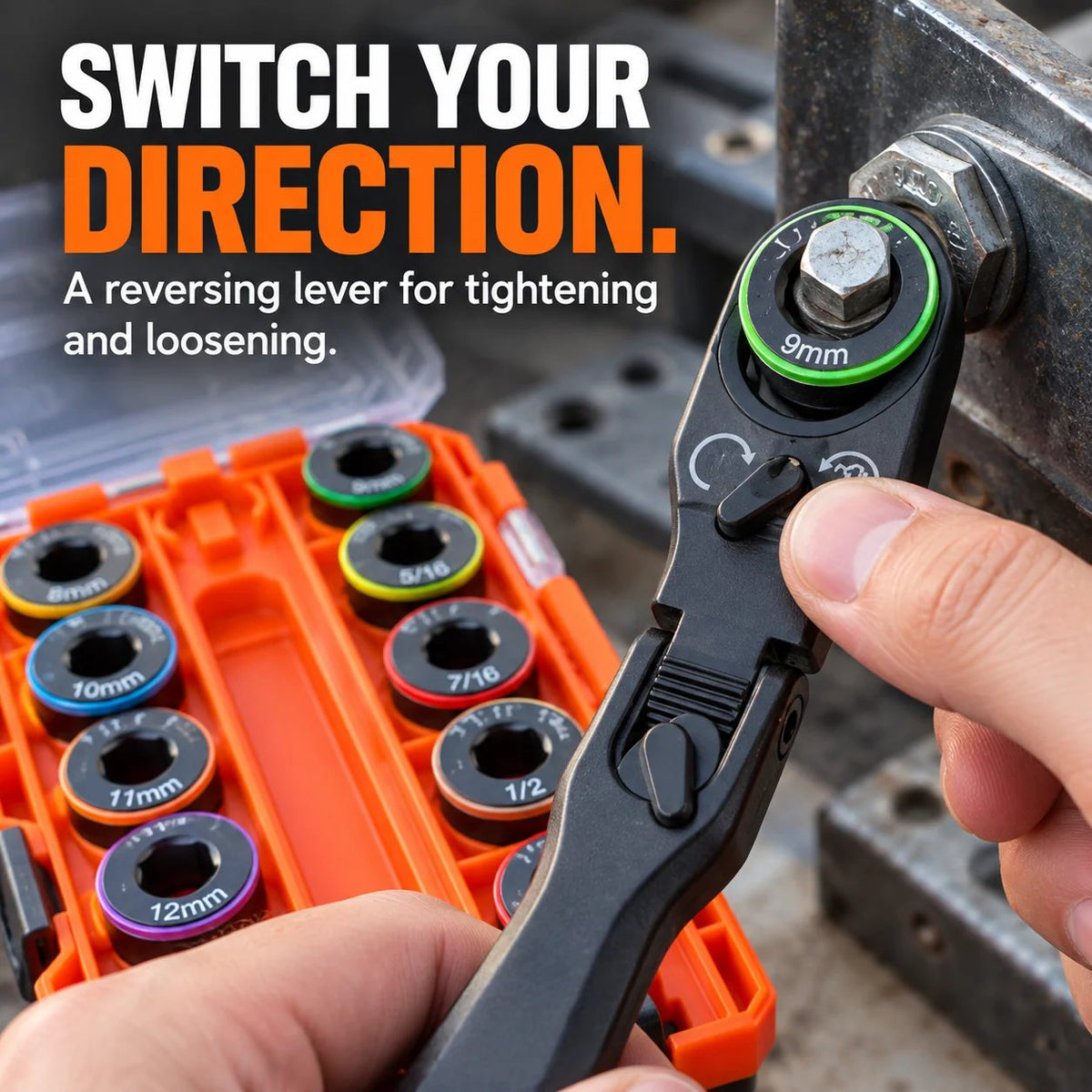 🔧🧰 Flex-Head Pass-Through Ratchet & Socket Set – Metric & SAE Sizes with Storage Case