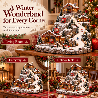🏔️ Alpine Christmas Ski Village 🎄 Magical Miniature Snowy Mountain with Gondolas & Skiers ✨