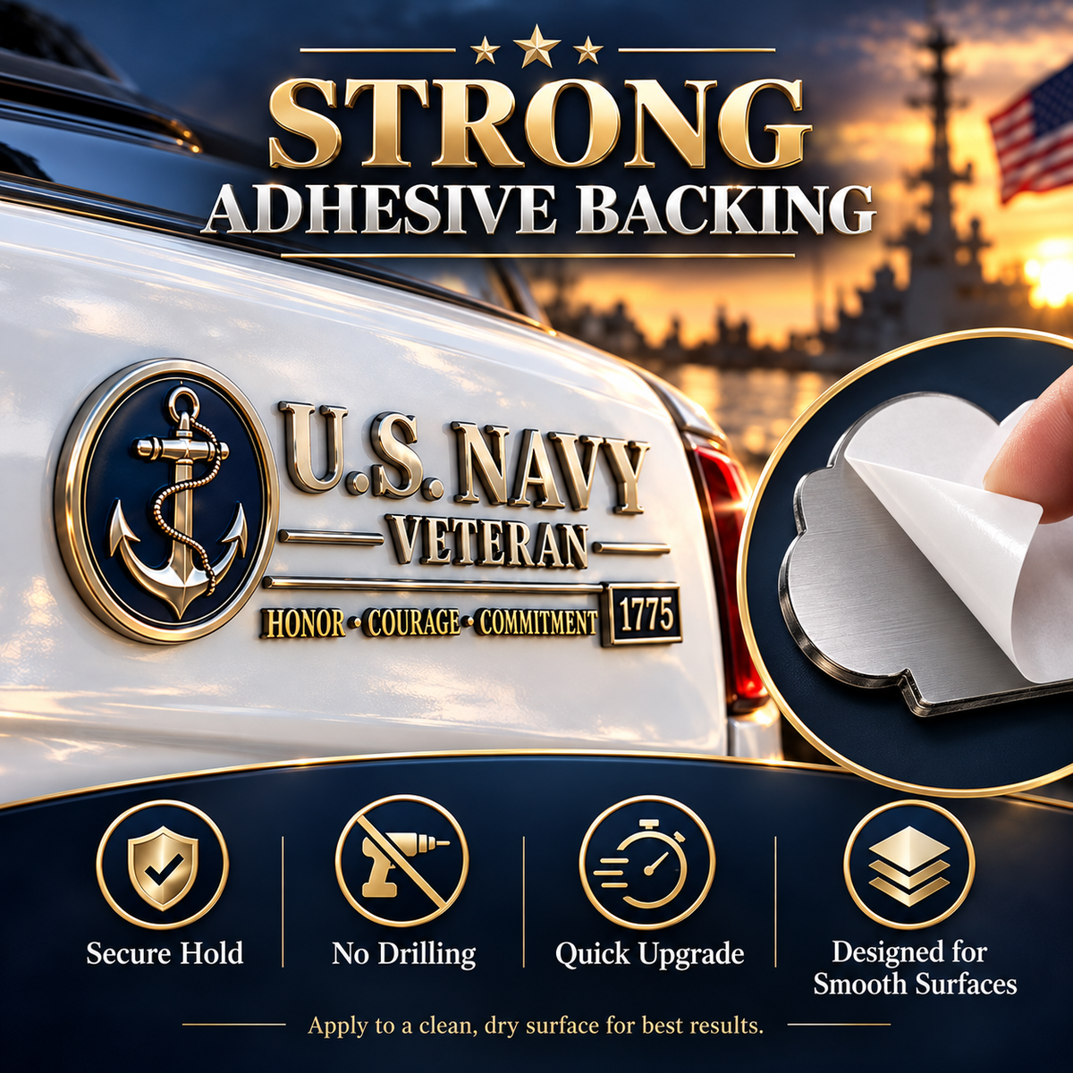 3D Adhesive Badge, No-Drill Military-Inspired Car & Truck Decoration