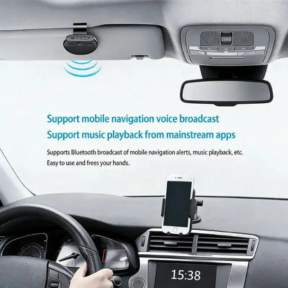 🚗 Bluetooth 5.0 Car Speakerphone – Hands-Free Calls & Music, Easy Clip-On 🔊